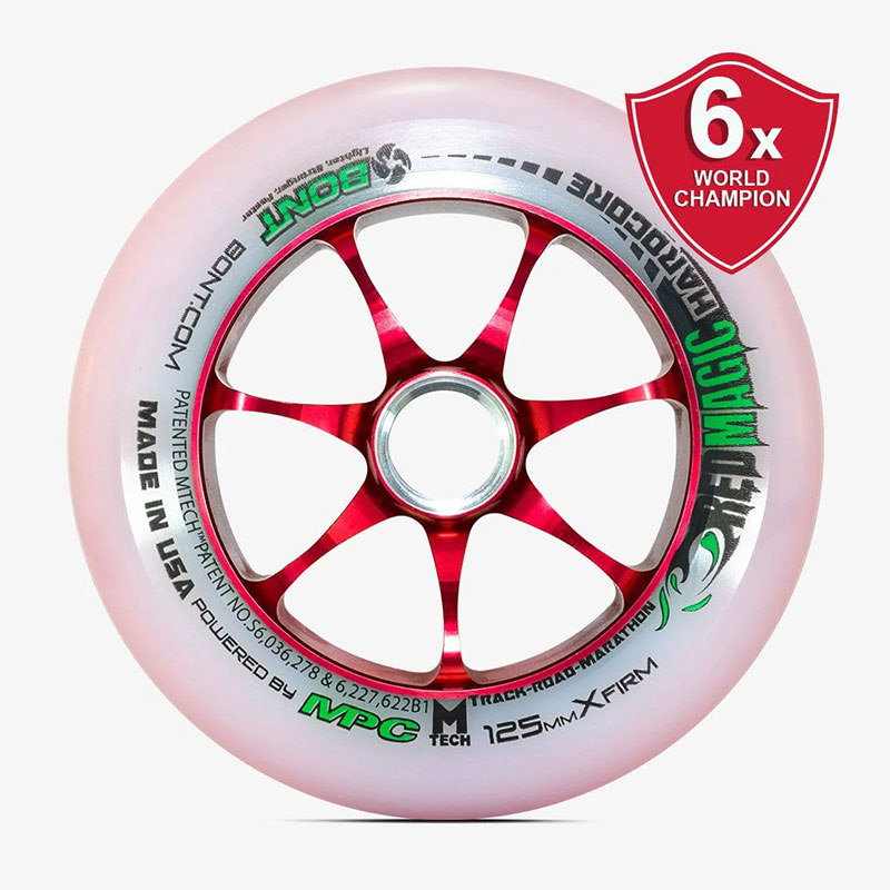 Bont MPC Red Magic Hardcore 125mm X Firm inline skate wheels, 6 pcs.