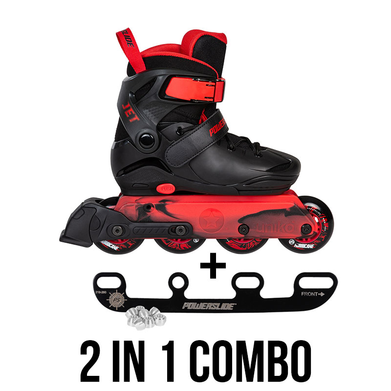 Powerslide Jet black/red 2in1 kids ice skate and inline skate combo