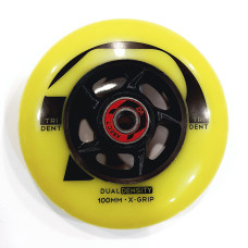 Trident 100mm ABEC7 yellow/black inline skate wheels, 1 pcs.