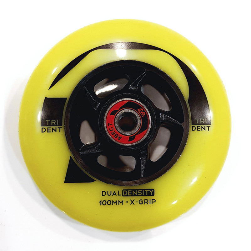 Trident 100mm ABEC7 yellow/black колеса для роликовых коньков, 1 шт.